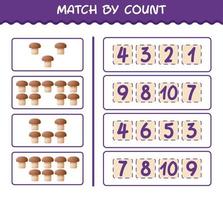 matcha efter antal tecknade svampar. match och räkna spel. pedagogiskt spel för barn och småbarn i förskoleåldern vektor