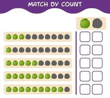 Übereinstimmung durch Anzahl von Cartoon-Grünkohl. Match-and-Count-Spiel. Lernspiel für Kinder und Kleinkinder im Vorschulalter vektor