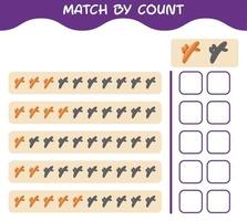 match efter antal av tecknad gurkmeja. match och räkna spel. pedagogiskt spel för barn och småbarn i förskoleåldern vektor