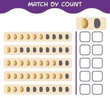 Übereinstimmung durch Anzahl der Cartoon-Kartoffel. Match-and-Count-Spiel. Lernspiel für Kinder und Kleinkinder im Vorschulalter vektor
