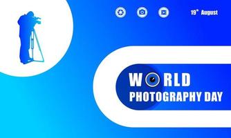 världsfotograferingsdagen, perfekt design med lins, vektorillustration och text. vektor