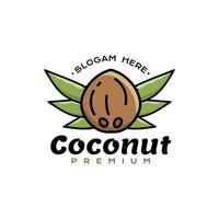 Kokosnuss-Icon-Logo gefüllt mit Kokosnuss mit einzigartigen flügelförmigen Kokosnussblättern vektor