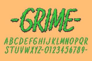 alfabetet grime smälta typografi set konceptet tecknad vektor