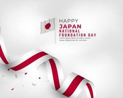 Happy Japan National Foundation Day 11. Februar Feier Vector Design Illustration. vorlage für poster, banner, werbung, grußkarte oder druckgestaltungselement