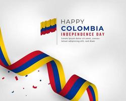 glad colombia självständighetsdag 20 juli firande vektor designillustration. mall för affisch, banner, reklam, gratulationskort eller print designelement