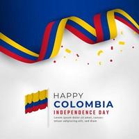 glad colombia självständighetsdag 20 juli firande vektor designillustration. mall för affisch, banner, reklam, gratulationskort eller print designelement