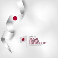 Happy Japan National Foundation Day 11. Februar Feier Vector Design Illustration. vorlage für poster, banner, werbung, grußkarte oder druckgestaltungselement