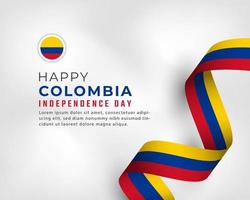 glad colombia självständighetsdag 20 juli firande vektor designillustration. mall för affisch, banner, reklam, gratulationskort eller print designelement