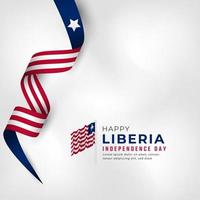 glad liberia självständighetsdag 26 juli firande vektor designillustration. mall för affisch, banner, reklam, gratulationskort eller print designelement