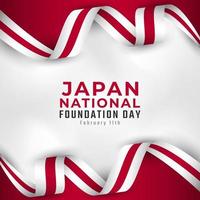 Happy Japan National Foundation Day 11. Februar Feier Vector Design Illustration. vorlage für poster, banner, werbung, grußkarte oder druckgestaltungselement