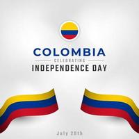 glad colombia självständighetsdag 20 juli firande vektor designillustration. mall för affisch, banner, reklam, gratulationskort eller print designelement