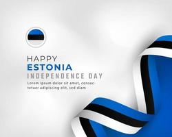 lycklig Estlands självständighetsdag 24 februari firande vektordesignillustration. mall för affisch, banner, reklam, gratulationskort eller print designelement vektor