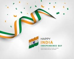 glücklicher indischer unabhängigkeitstag 15. august feiervektordesignillustration. vorlage für poster, banner, werbung, grußkarte oder druckgestaltungselement