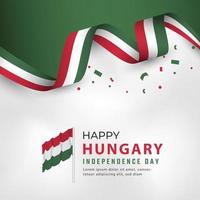 lycklig Ungerns självständighetsdag 15 mars firande vektordesignillustration. mall för affisch, banner, reklam, gratulationskort eller print designelement vektor