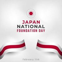 Happy Japan National Foundation Day 11. Februar Feier Vector Design Illustration. vorlage für poster, banner, werbung, grußkarte oder druckgestaltungselement