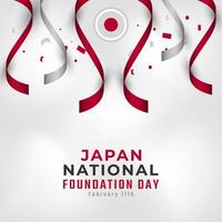 Happy Japan National Foundation Day 11. Februar Feier Vector Design Illustration. vorlage für poster, banner, werbung, grußkarte oder druckgestaltungselement