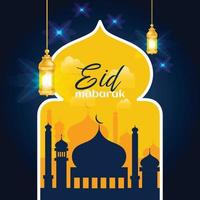 eid mubarak islamisk bakgrund banner moské mönster illustration vektor