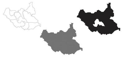 södra sudan karta isolerad på en vit bakgrund. vektor