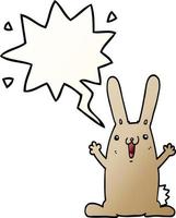 Cartoon-Kaninchen und Sprechblase in glattem Farbverlauf vektor