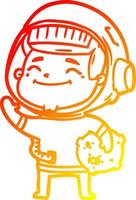 Warme Gradientenlinie zeichnet glücklichen Cartoon-Astronauten vektor