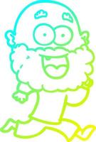 Kalte Gradientenlinie Zeichnung Cartoon verrückter glücklicher Mann mit Bart läuft vektor