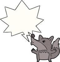 Cartoon Halloween Werwolf Heulen und Sprechblase vektor