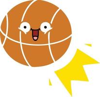 Retro- Cartoon-Basketball in flacher Farbe vektor