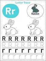 Arbeitsblätter zum Nachzeichnen von Buchstaben des Alphabets für Kinder als druckbare Dateien vektor