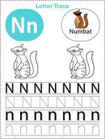 Arbeitsblätter zum Nachzeichnen von Buchstaben des Alphabets für Kinder als druckbare Dateien vektor