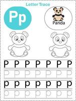 Arbeitsblätter zum Nachzeichnen von Buchstaben des Alphabets für Kinder als druckbare Dateien vektor