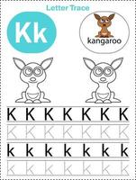 Arbeitsblätter zum Nachzeichnen von Buchstaben des Alphabets für Kinder als druckbare Dateien vektor