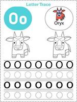 Arbeitsblätter zum Nachzeichnen von Buchstaben des Alphabets für Kinder als druckbare Dateien vektor