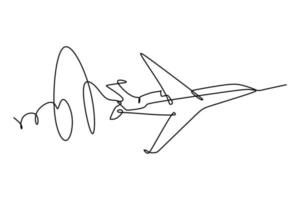 Linienzeichnung eines Düsenflugzeugs in Ultraschallgeschwindigkeit. vektorillustration für transport- und technologiekonzept vektor