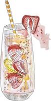 aquarell vektor clipart handgezeichnete illustration erdbeerlimonade trinken