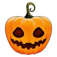 realistischer halloween-kürbisvektor. ein glückliches Gesicht isoliert auf weißem Hintergrund. für Postkarten, Deko, Stoff, T-Shirts vektor