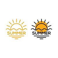 Sommer mit Sonne und Welle. Vektor-Logo-Symbol-Vorlage vektor