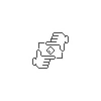 Rahmenhand wie Kamera, Fotozuschnitt. Pixel-Art-Linie Symbol-Vektor-Illustration vektor