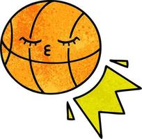 Retro-Grunge-Textur-Cartoon-Basketball vektor