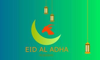 eid al adha-firande med lammhuvud och lykta. vektor illustration.