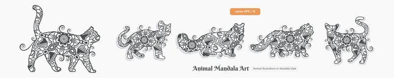 Tier-Mandala-Kunst. Elemente im Boho-Stil. vektor