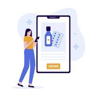 online-apotheke, die illustrationsdesignkonzept bestellt vektor