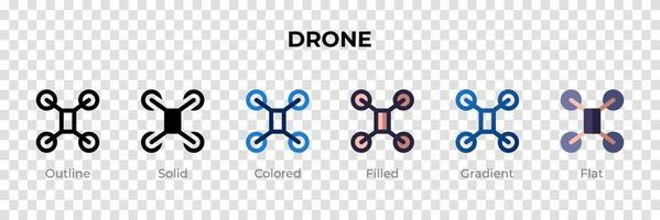 drönare ikon i annan stil. drone vektor ikoner designade i kontur, solid, färgad, fylld, gradient och platt stil. symbol, logotyp illustration. vektor illustration