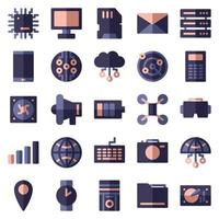 Satz von 25 Geräte- und Technologie-Web-Icons im flachen Stil. industrie 4.0 konzept fabrik der zukunft. Sammlung flacher Ikonen der Technologie. Vektor-Illustration vektor