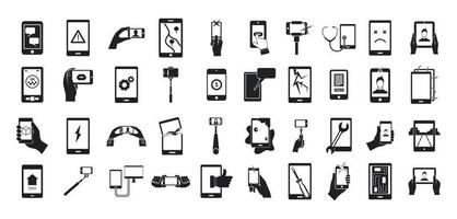 Smartphone-Icon-Set, einfacher Stil vektor