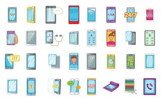 Smartphone-Icon-Set, Cartoon-Stil vektor