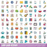 100 Laborsymbole im Cartoon-Stil vektor