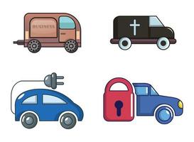 Minivan-Icon-Set, Cartoon-Stil vektor