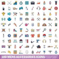 100 Herren-Accessoires-Icons Set, Cartoon-Stil vektor