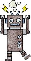 Retro-Grunge-Textur Cartoon fehlerhafter Roboter vektor