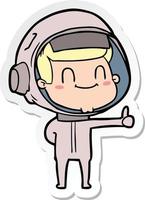 Aufkleber eines fröhlichen Cartoon-Astronauten vektor